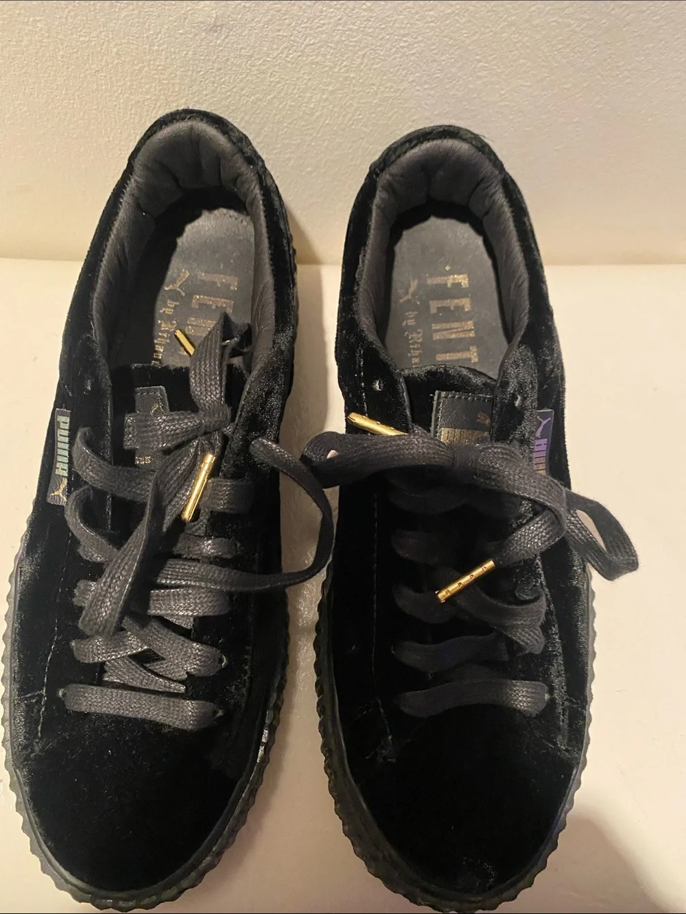 Puma Black Velvet Platform Sneakers